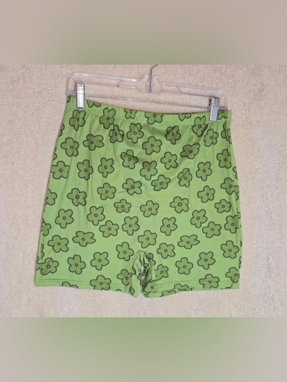 SHEIN Floral Print Legging Shorts Lime Green Size L
